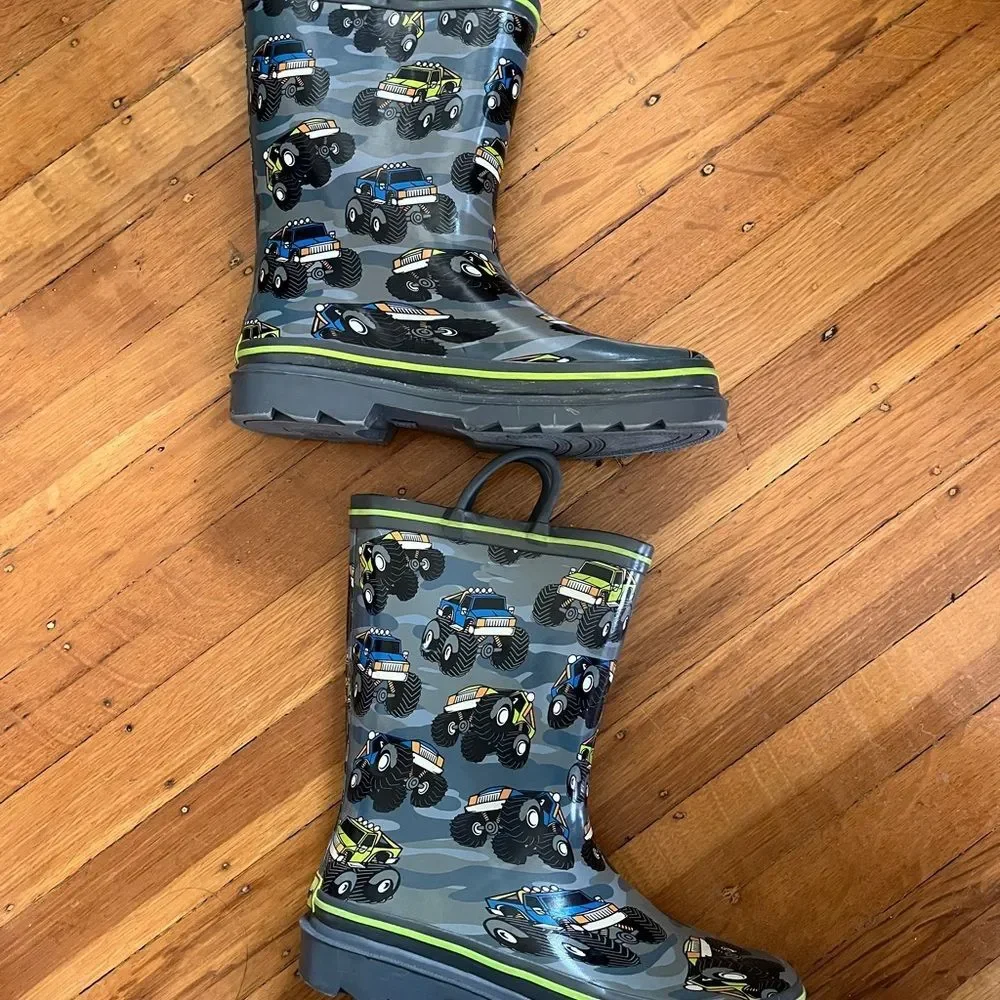 Western Chief 2 3 34 monster truck rubber rain boots wellies grey kids